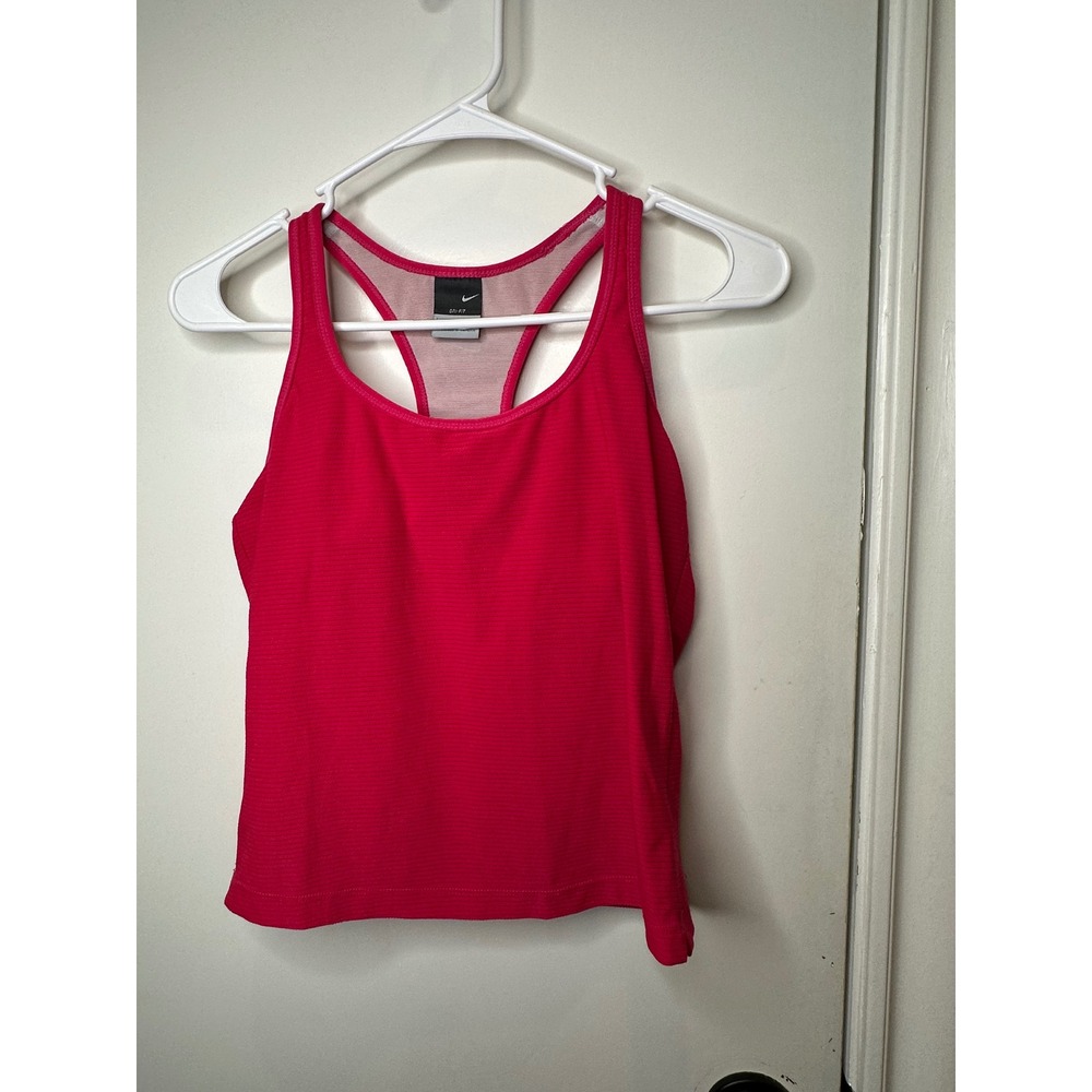 Nike Dri-FIT Womens Pink Racerback Tank Top with Built-in Shelf Bra Size Medium